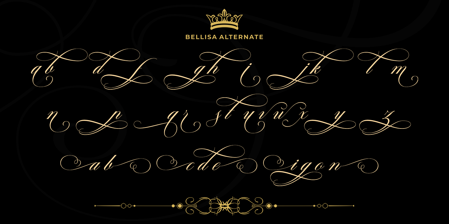 Beispiel einer Bellisa Script Ornamen-Schriftart